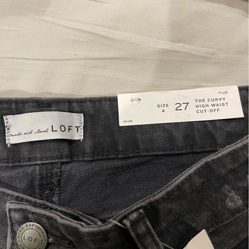 LOFT the curvy high waist cut-off denim shorts, new with tags - Picture 7 of 9